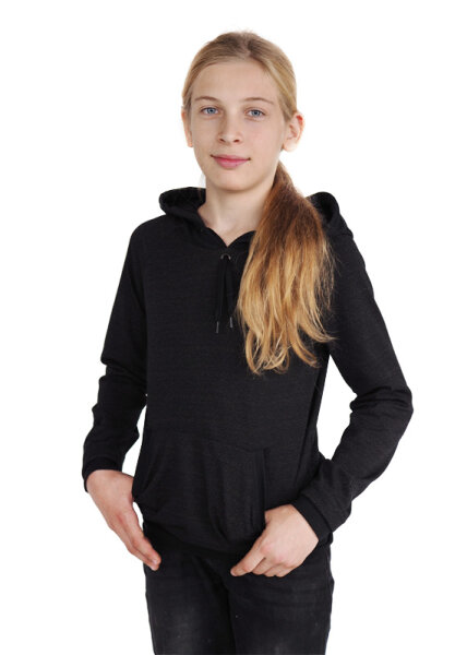 EMF Protection Boys Long-sleeved hooded Shirt - black 134/140