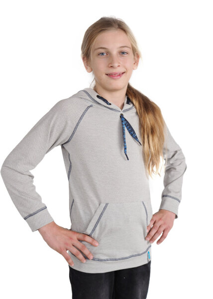 EMF Protection Boys Long-sleeved hooded Shirt - beige-multicolored 122/128