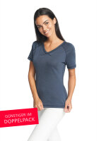 Short-sleeved shirt raglan - silver-coated garments for women with neurodermatitis - jeans blue - Pack of two 36/38