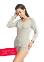 Long-sleeved raglan shirt for women with neurodermatitis - grey - pack of two 44/46