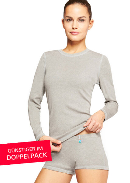 Langarmshirt Basic Silberwäsche für Damen mit Neurodermitis - grau - Doppelpack 40/42