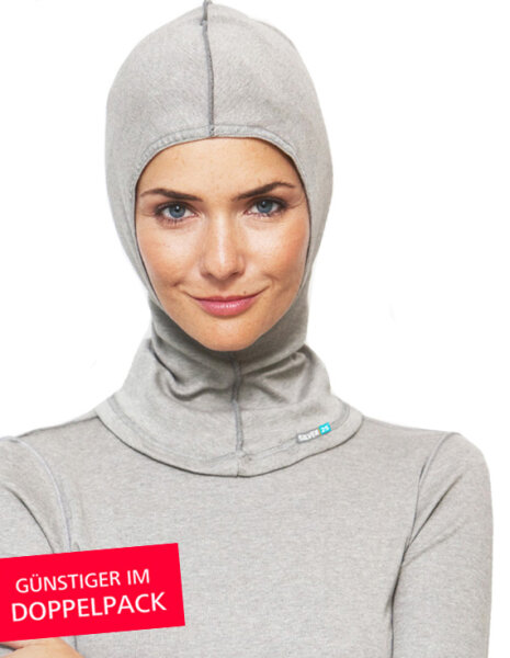 Balaclava for women with neurodermatitis - grey - pack of two Größe 2 (44-52)