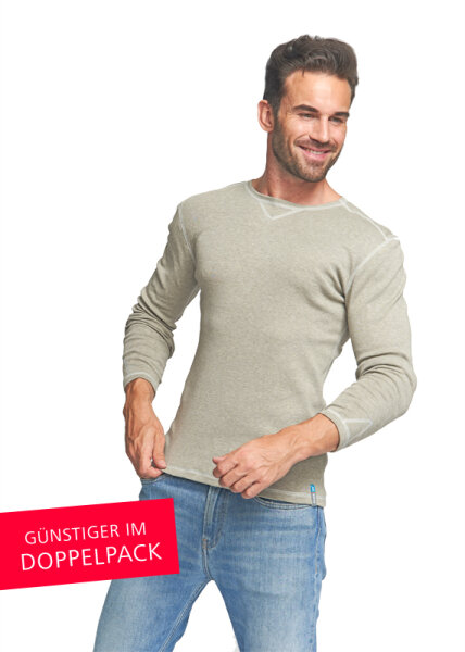 Long-sleeved shirt N for men with neurodermatitis - grey - pack of two 54/56