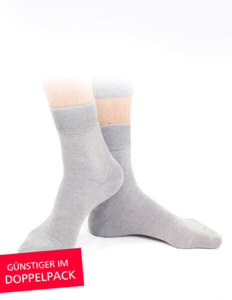 Socken für Herren mit Diabetes und Neurodermitis - grau - Doppelpack 39-42