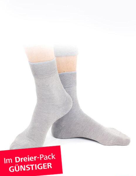 Socken für Herren mit Diabetes und Neurodermitis - grau - Dreierpack 43-46
