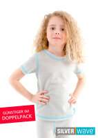 Strahlenschutz Kurzarm-Shirt für Mädchen - beige - Doppelpack 122/128