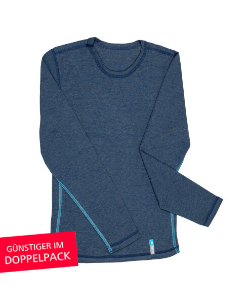 Langarmshirt - Silberwäsche für Mädchen mit Neurodermitis - Jeansblau - Doppelpack 98/104
