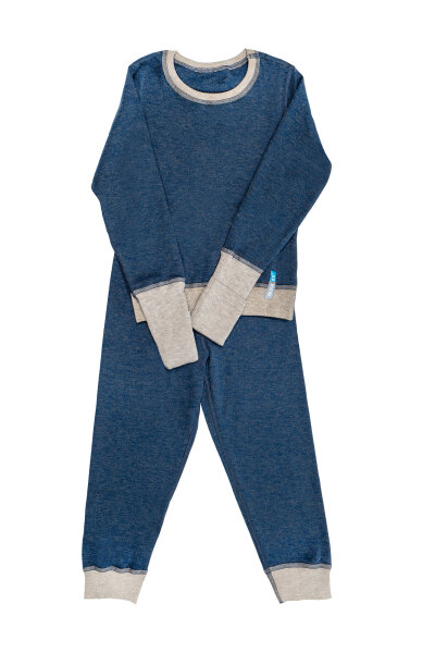 Pyjama to wear with or without hand protection for girls with neurodermatitis - blue
