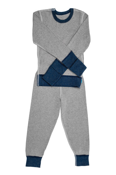 Schlafanzug mit oder ohne Handschutz zu tragen für Mädchen mit Neurodermitis - grau 110/116
