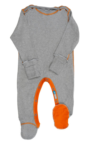 Jumpsuit with wrist cuffs silver-coated textiles for girls with neurodermatitis - grey-multicolored 110/116