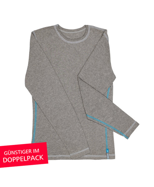 Long-sleeved shirt - silver-coated garments for boys with neurodermatitis - grey - pack of two 158/164