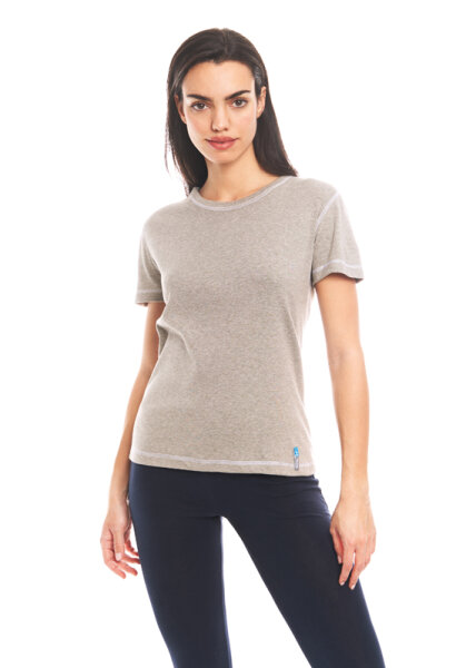 Short-sleeved shirt basic - silver-coated garments for women with neurodermatitis - grey