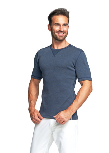 Short-sleeved shirt N - silver-coated textiles for men with neurodermatitis - jeans blue 50/52