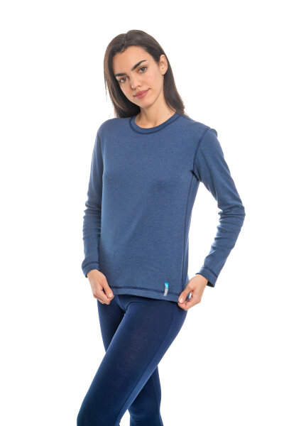 Langarmshirt Basic Silberwäsche für Damen mit Neurodermitis - Jeansblau 36/38