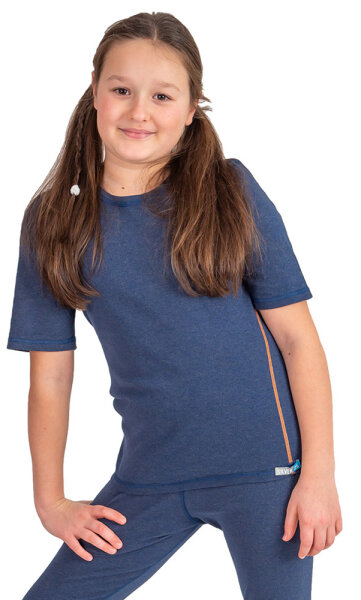 Short-sleeved shirt for girls with neurodermatitis - jeans blue