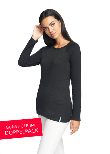 Strahlenschutz Raglan Langarm-Shirt für Damen - schwarz - Doppelpack