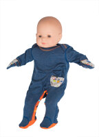 Overall mit Handschutz für Babys und Kleinkinder mit Neurodermitis - blau-bunt 74/80