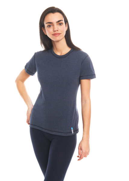 Kurzarmshirt Basic - Silberwäsche für Damen mit Neurodermitis - blau 36/38
