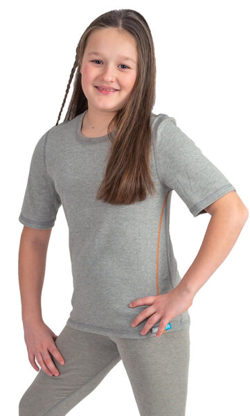 Kurzarmshirt für Mädchen mit Neurodermitis - grau 122/128
