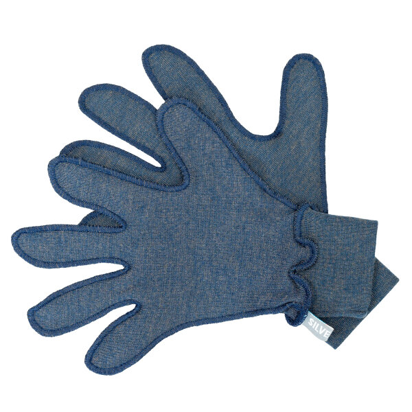 Gloves for girls with neurodermatitis - jeans blue S (11 - 14 years)