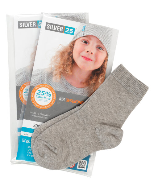 Silver25-Socken für Jungen mit Diabetes und Neurodermitis - grau 23-26