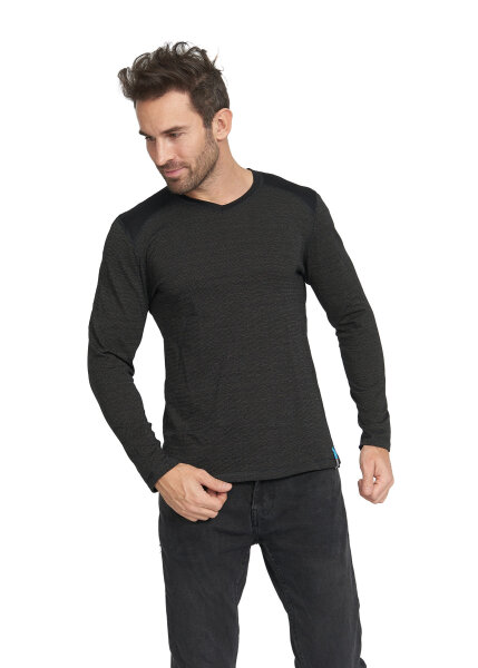 EMF Protection Mens V-Neck Long-sleeved Shirt - black