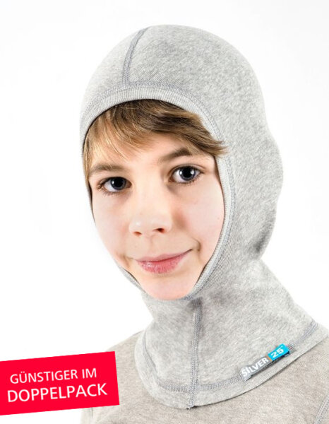 Schalmütze für Jungen mit Neurodermitis - grau - Doppelpack