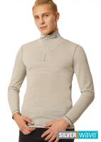 EMF Protection Mens Long sleeve Shirt with Stand-up collar - beige