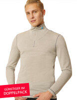 Strahlenschutz Langarm-Shirt mit Stehkragen für Herren - beige - Doppelpack