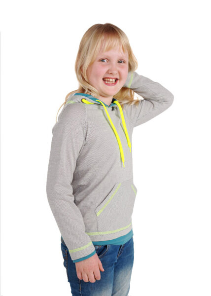 EMF Protection Girls Long-sleeved hooded Shirt - beige-multicolored