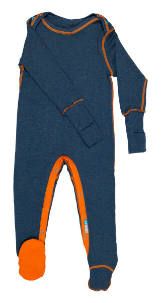 Jumpsuit with wrist cuffs silver-coated textiles for boys with neurodermatitis - blue-multicolored