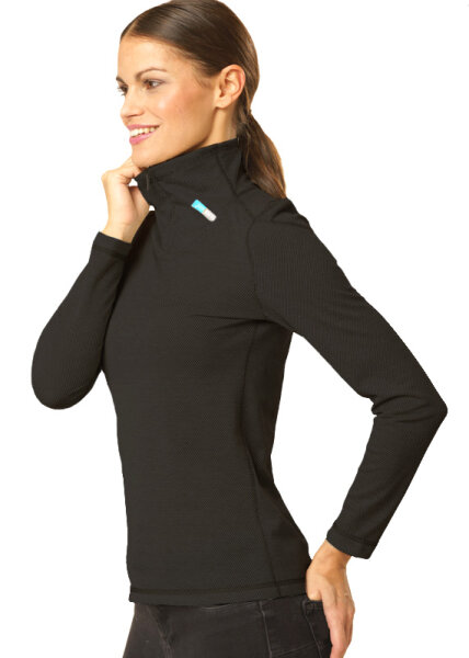 Strahlenschutz Langarm-Shirt mit Stehkragen für Damen - schwarz