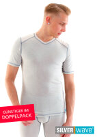 Strahlenschutz V-Neck Kurzarm-Shirt für Herren - beige - Doppelpack 46/48