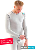 Strahlenschutz V-Neck Shirt langarm für Herren - beige - Doppelpack 50/52
