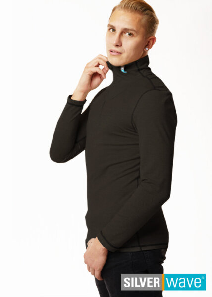EMF Protection Mens Long sleeve Shirt with Stand-up collar - black 58/60