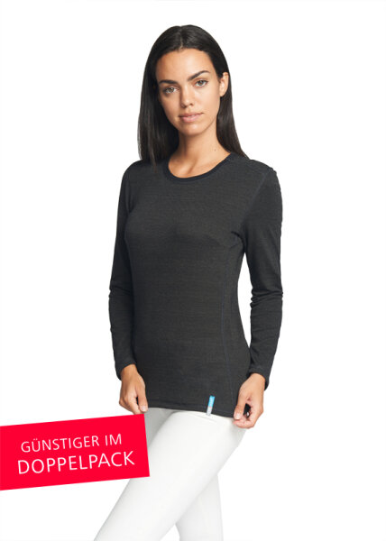 Strahlenschutz Basic Langarm-Shirt für Damen - schwarz - Doppelpack 32/34
