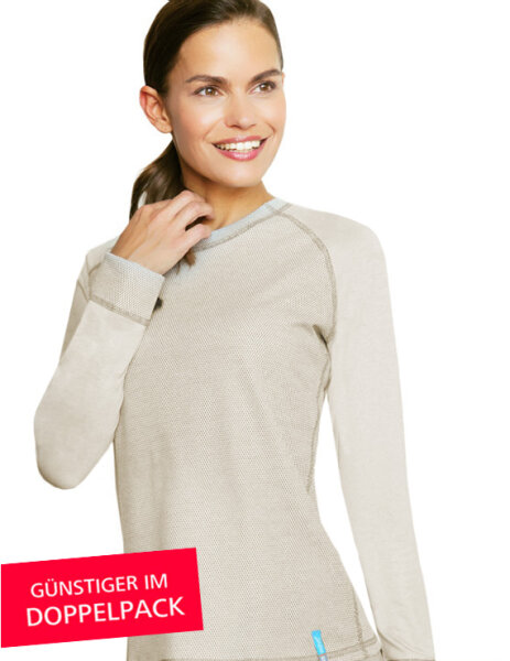 Strahlenschutz Raglan Langarm-Shirt für Damen - beige - Doppelpack 48/50