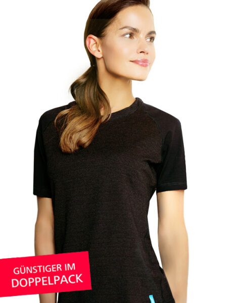 Strahlenschutz Raglan Kurzarm-Shirt für Damen - schwarz - Doppelpack 48/50