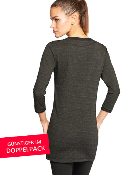Strahlenschutz Langarm-Longshirt für Damen - schwarz - Doppelpack 36/38